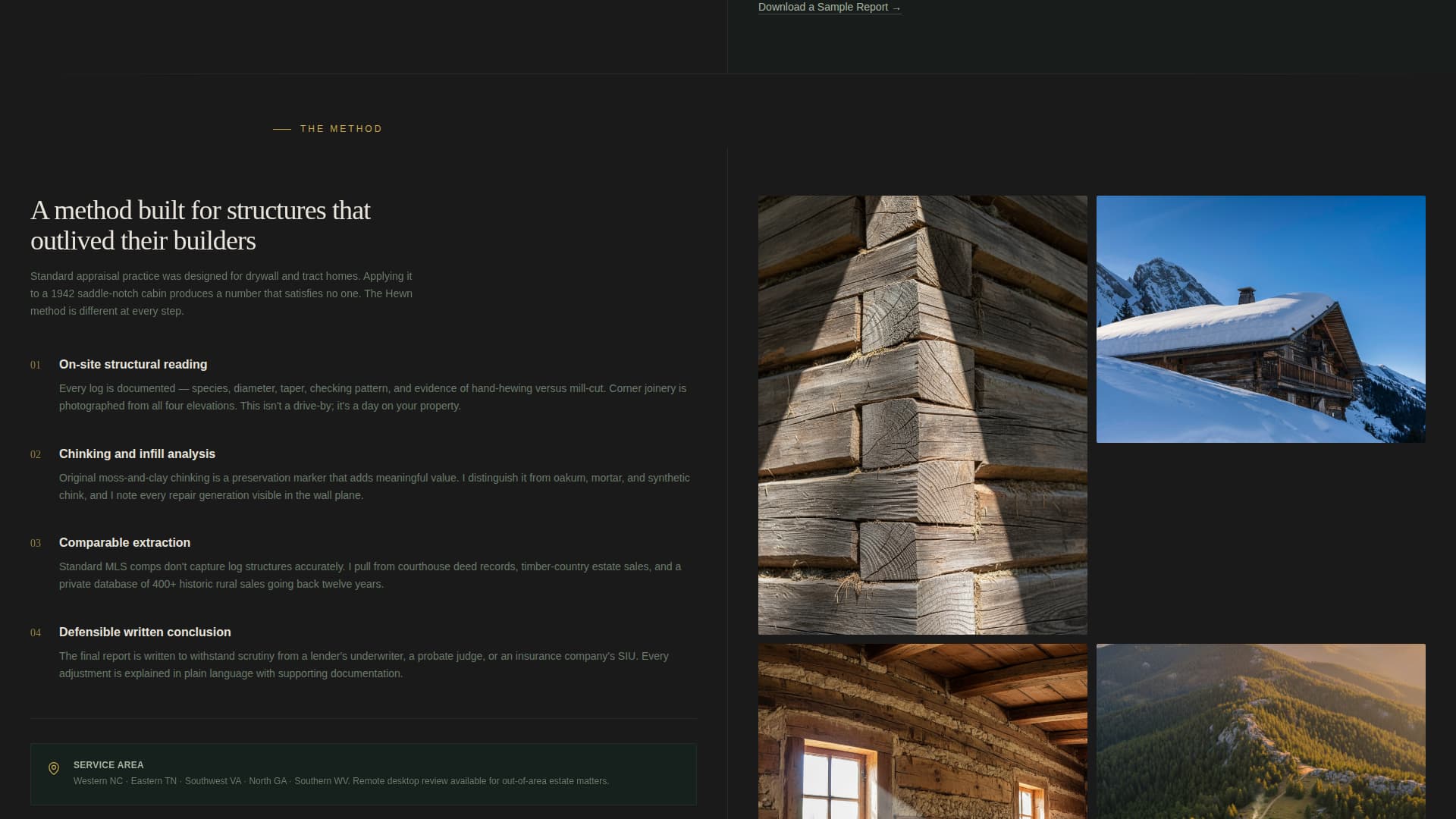 Hewn - Authoritative Logcabinappraiser Landing Page Template