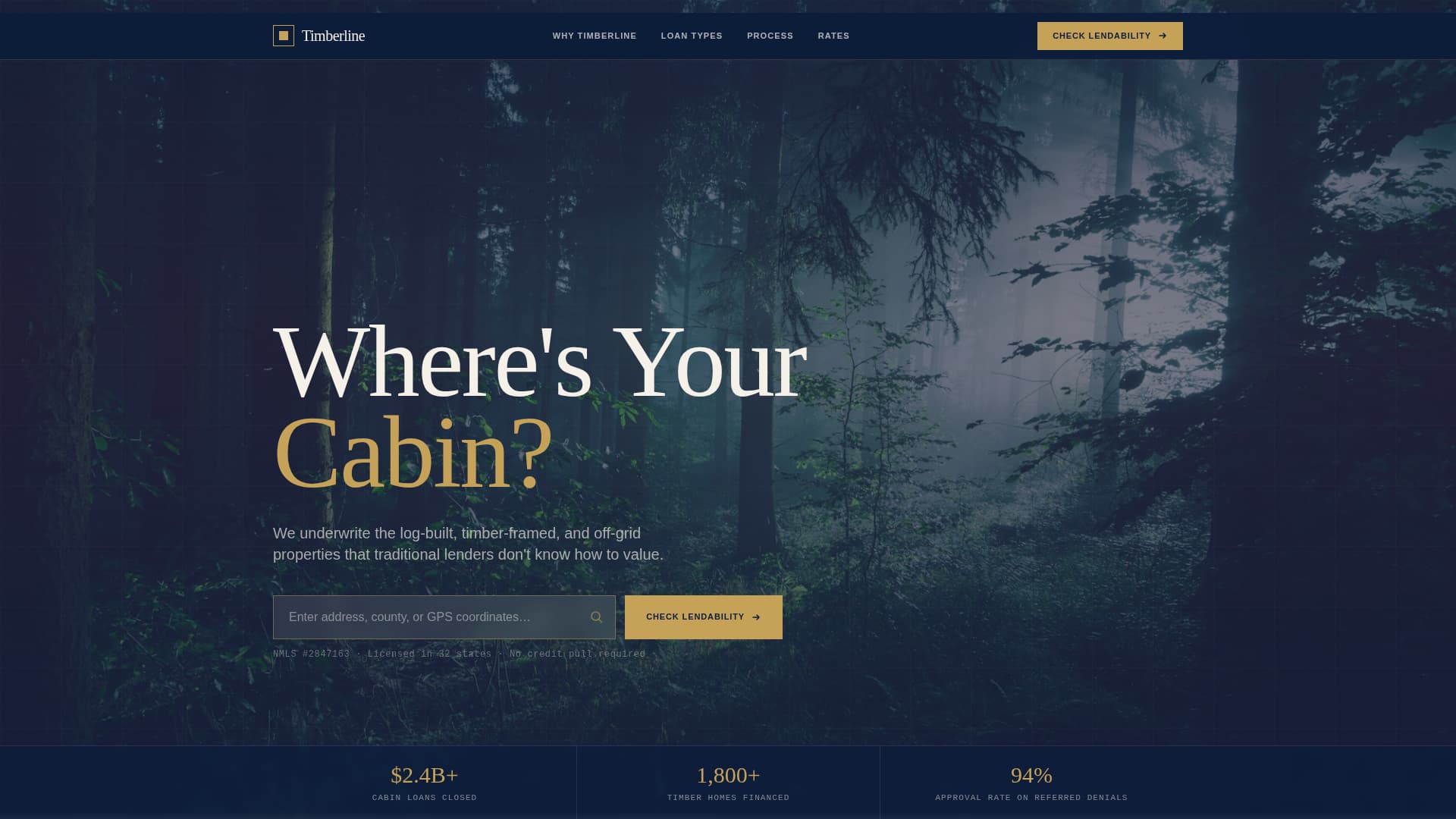 Timberline - Authoritative Cabinmortgage Landing Page Template