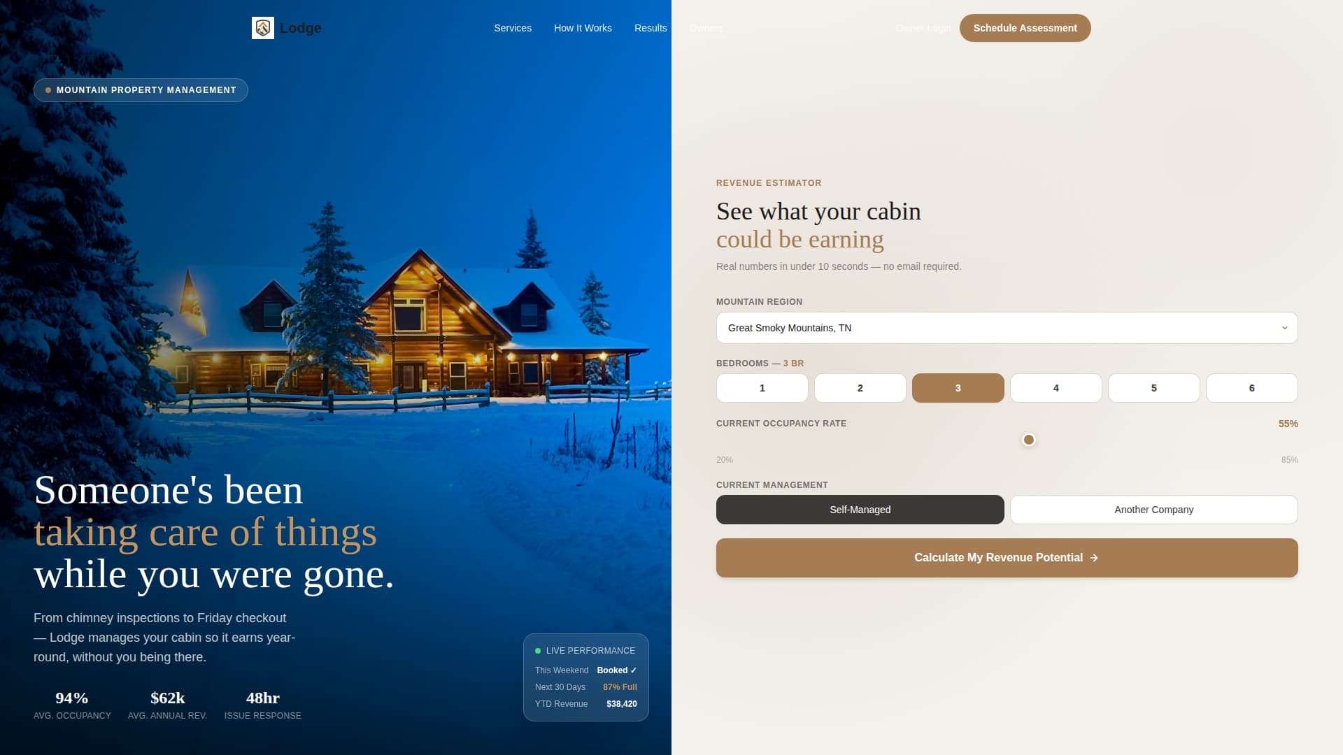 Lodge - Profitable Cabin Landing Page Template