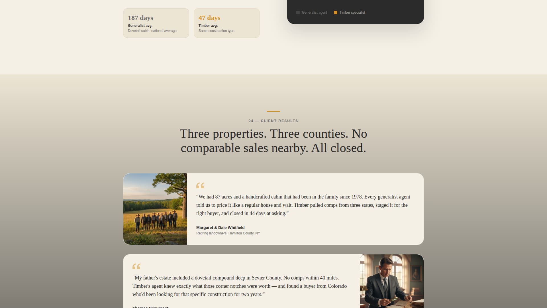 Timber - Specialist Cabin Landing Page Template