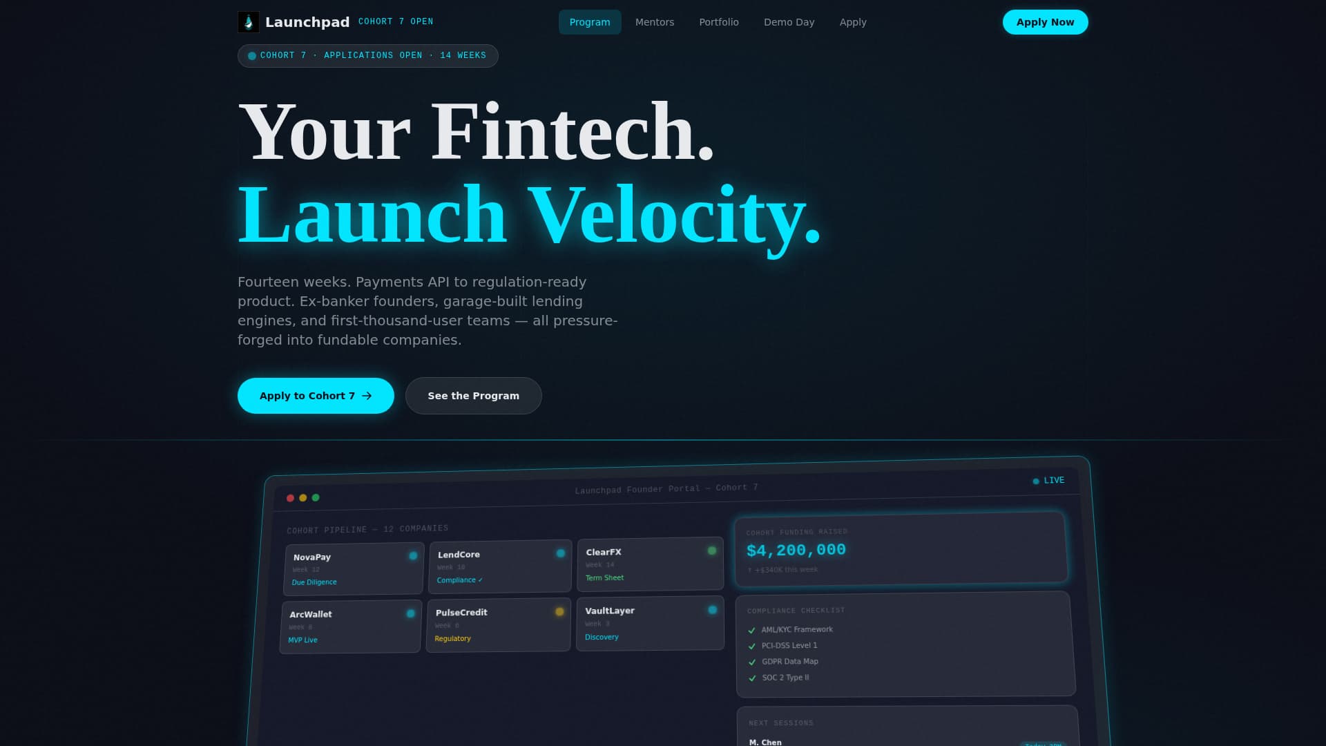 FinTech Startup Accelerator 14-Week Program Website Template
