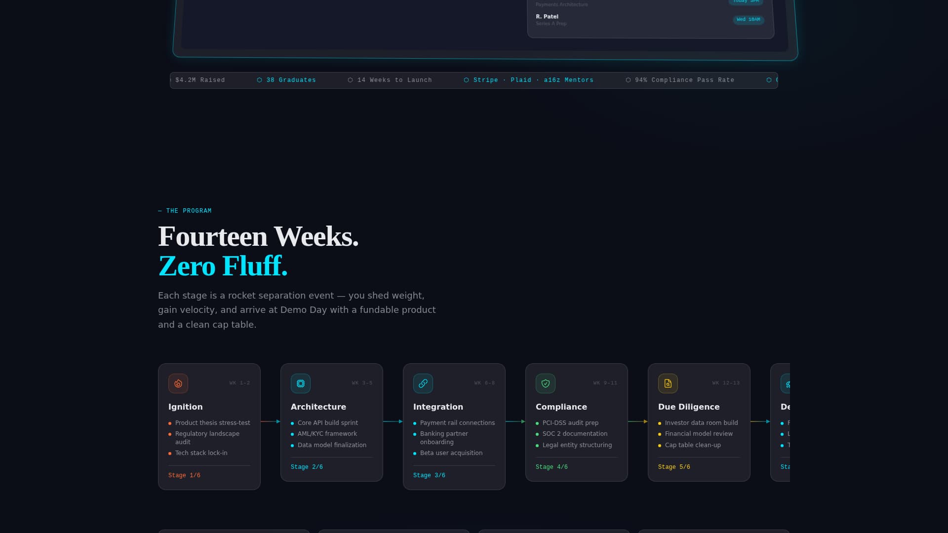 FinTech Startup Accelerator 14-Week Program Website Template