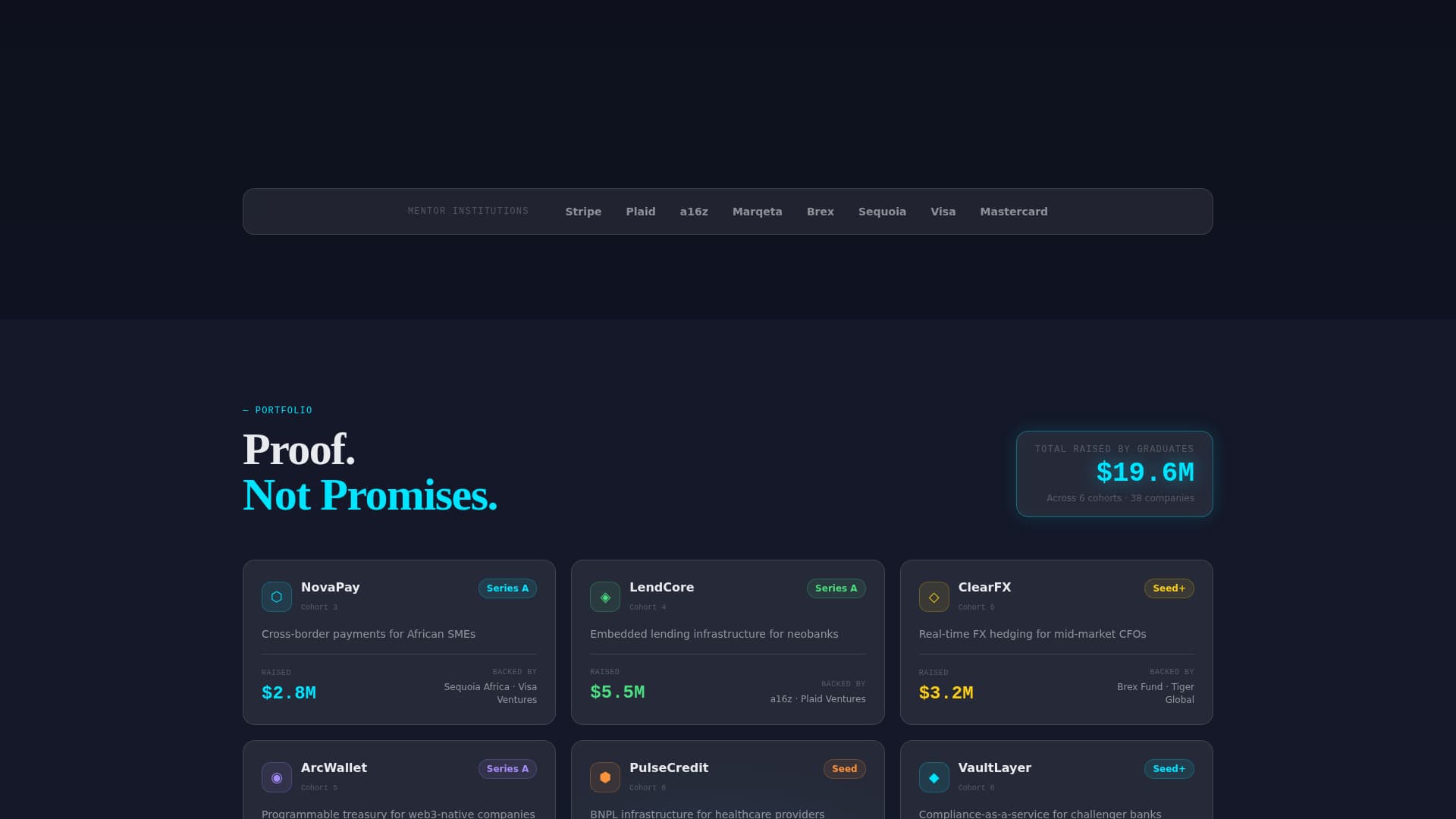 FinTech Startup Accelerator 14-Week Program Website Template