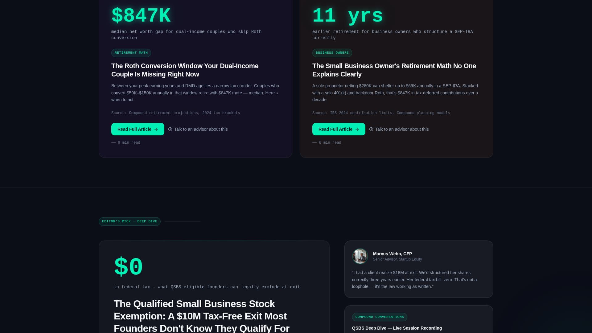 Financial Advisor Blog & Content Platform Website Template