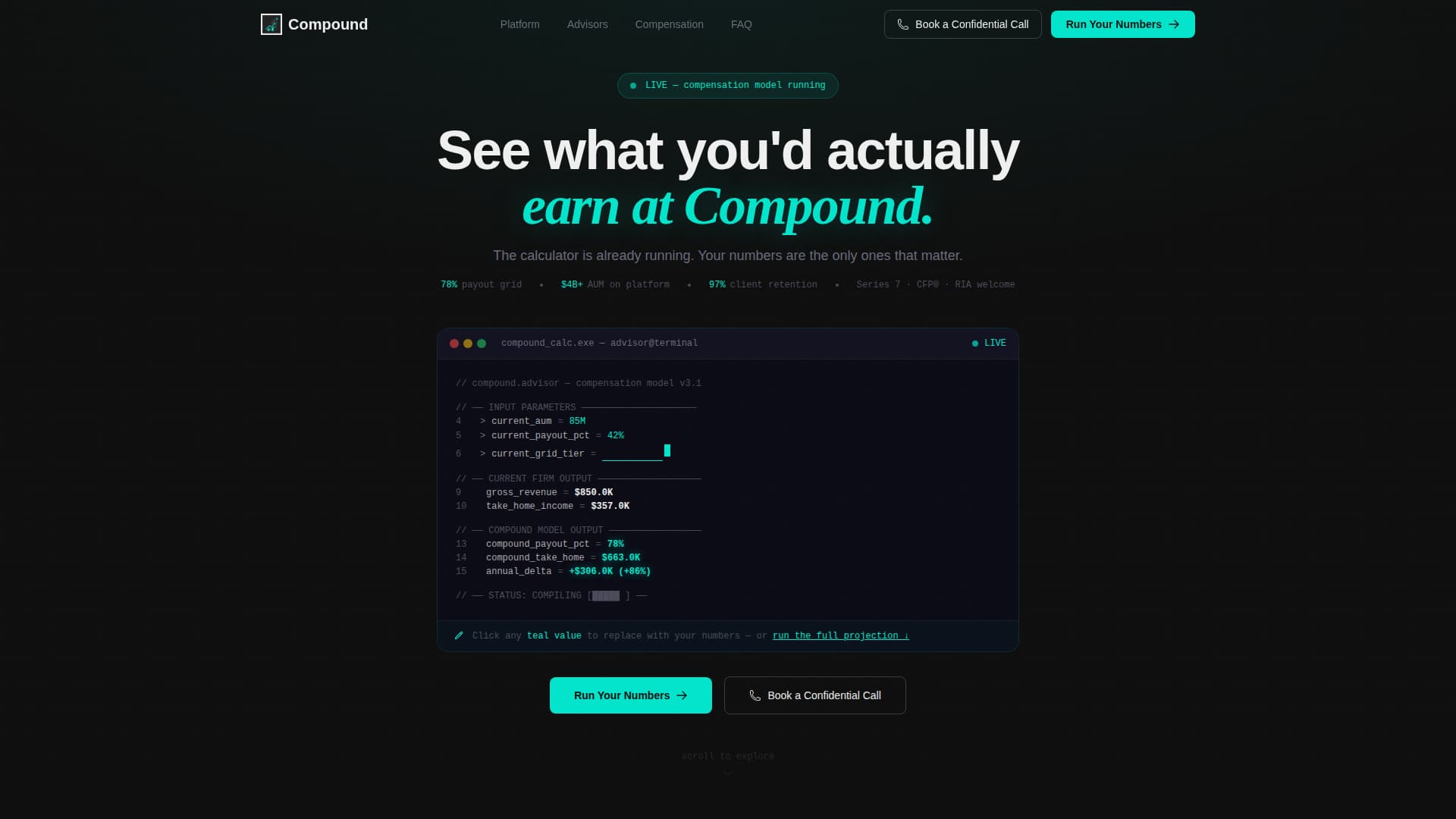 Financial Advisor Recruitment & Compensation Website Template
