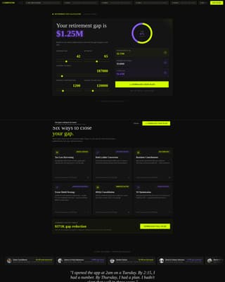Financial Advisor Retirement Gap Calculator Website Template