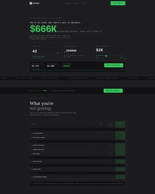 Financial Advisor Retirement Gap Feature Matrix Website Template