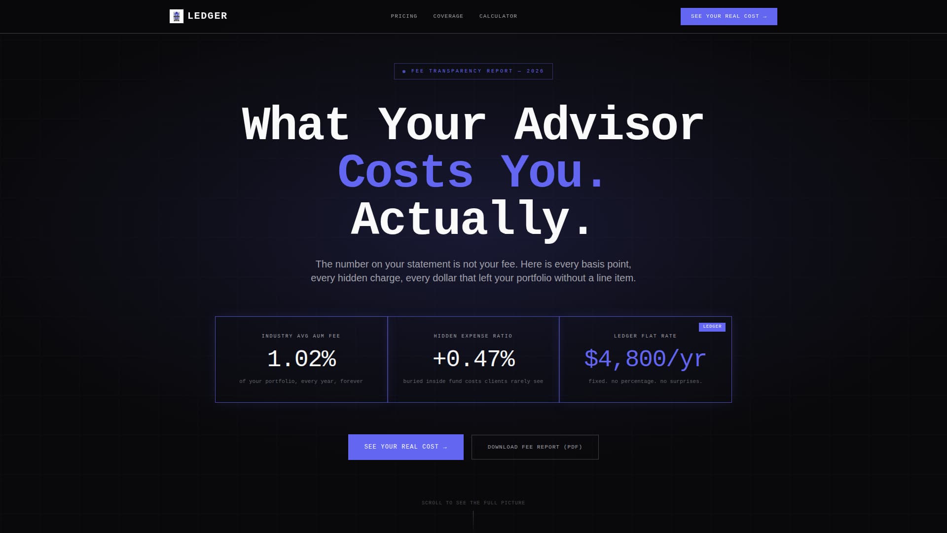 Financial Advisor Fee Tiers & Pricing Comparison Website Template