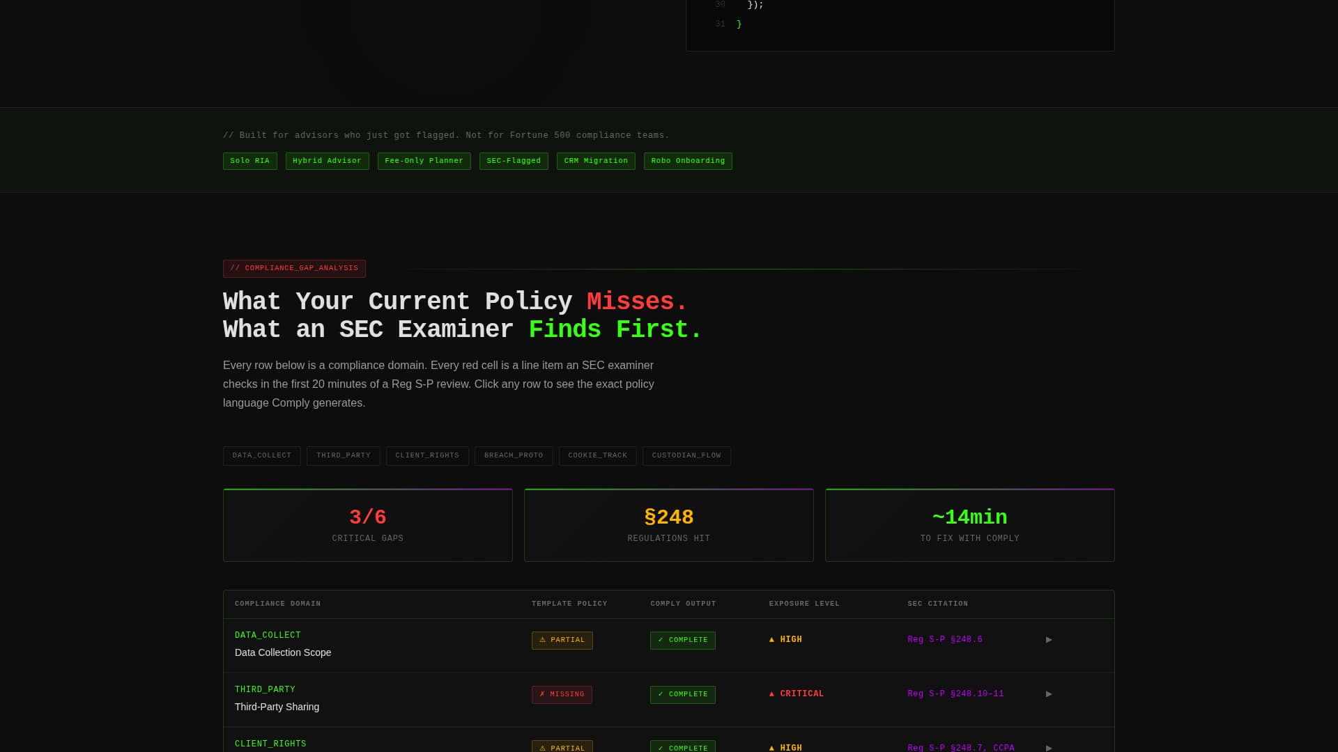 Financial Advisor Compliance & Privacy Policy Website Template