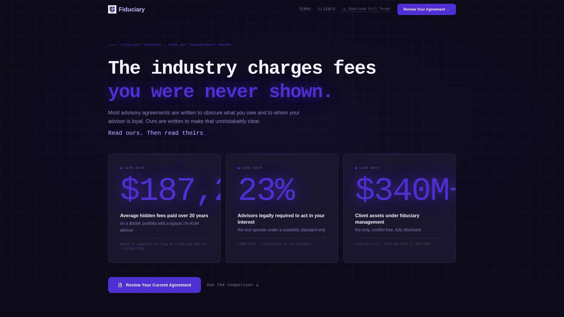 Fiduciary - Transparent Advisor Landing Page Template