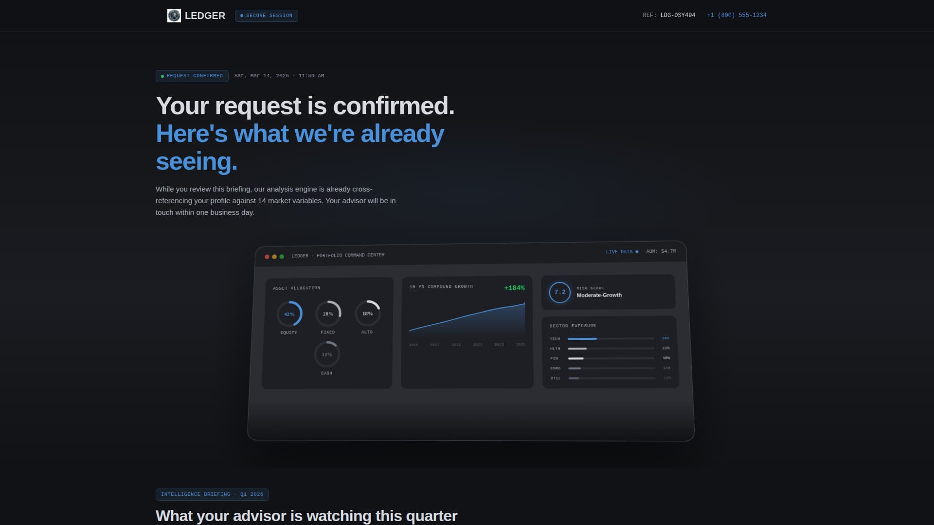 Financial Advisor Post-Signup Briefing Website Template