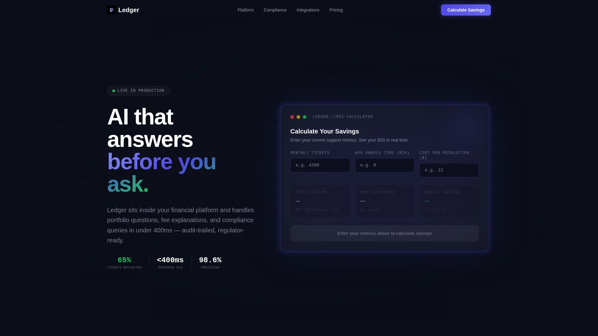 Ledger - Intelligent Fintech Landing Page Template