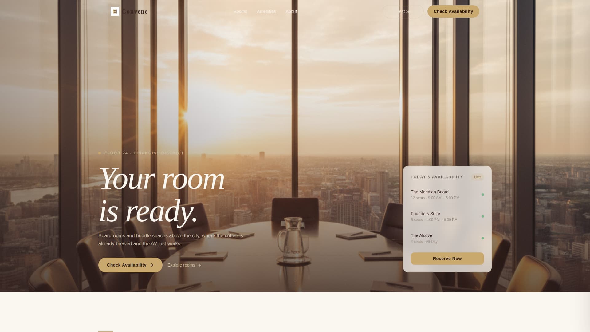 Convene - Executive Meetingroom Landing Page Template