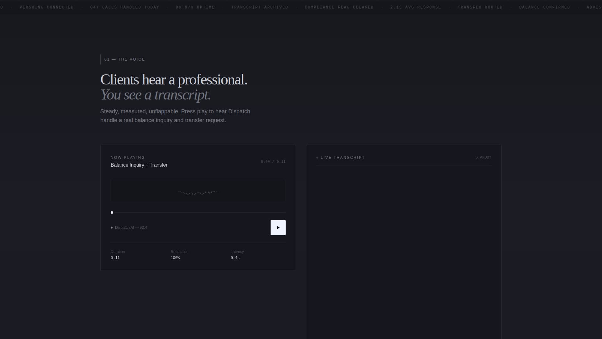 Dispatch - Intelligent Wealth Management Landing Page Template