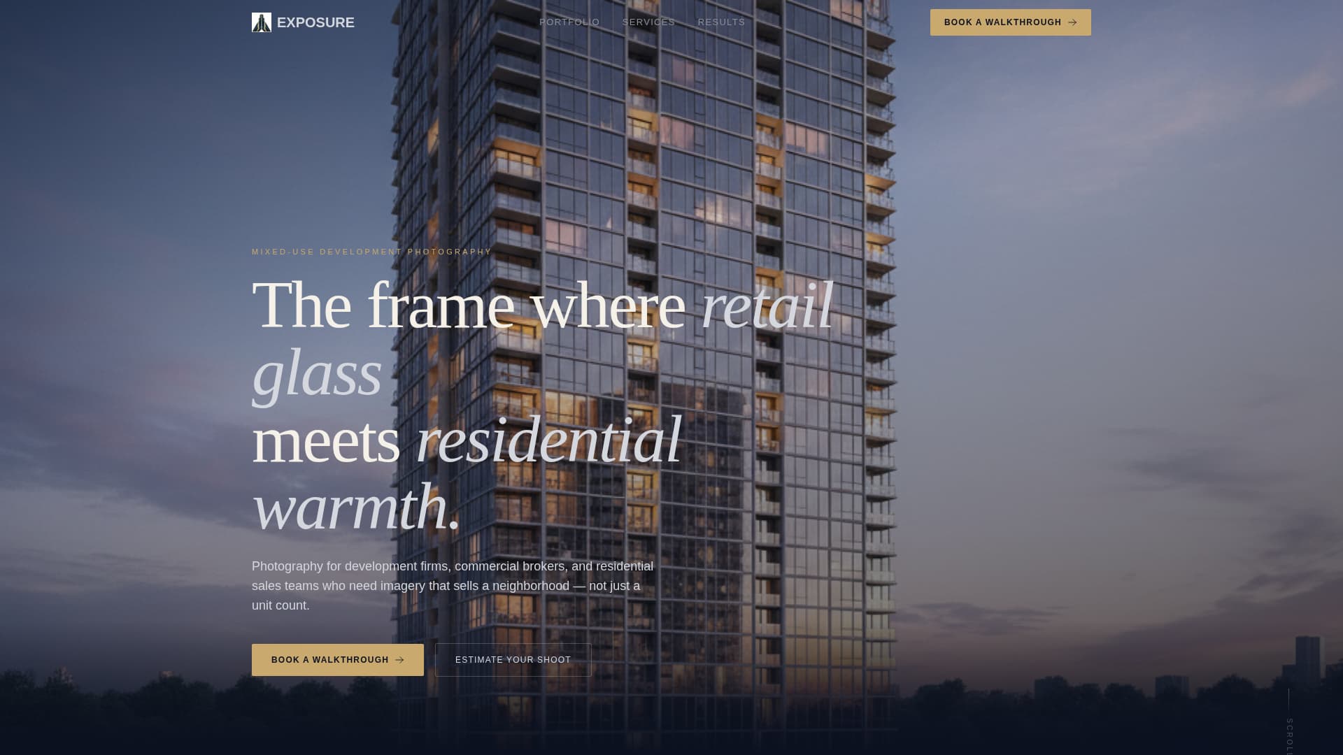 Exposure - Cinematic Mixeduse Landing Page Template