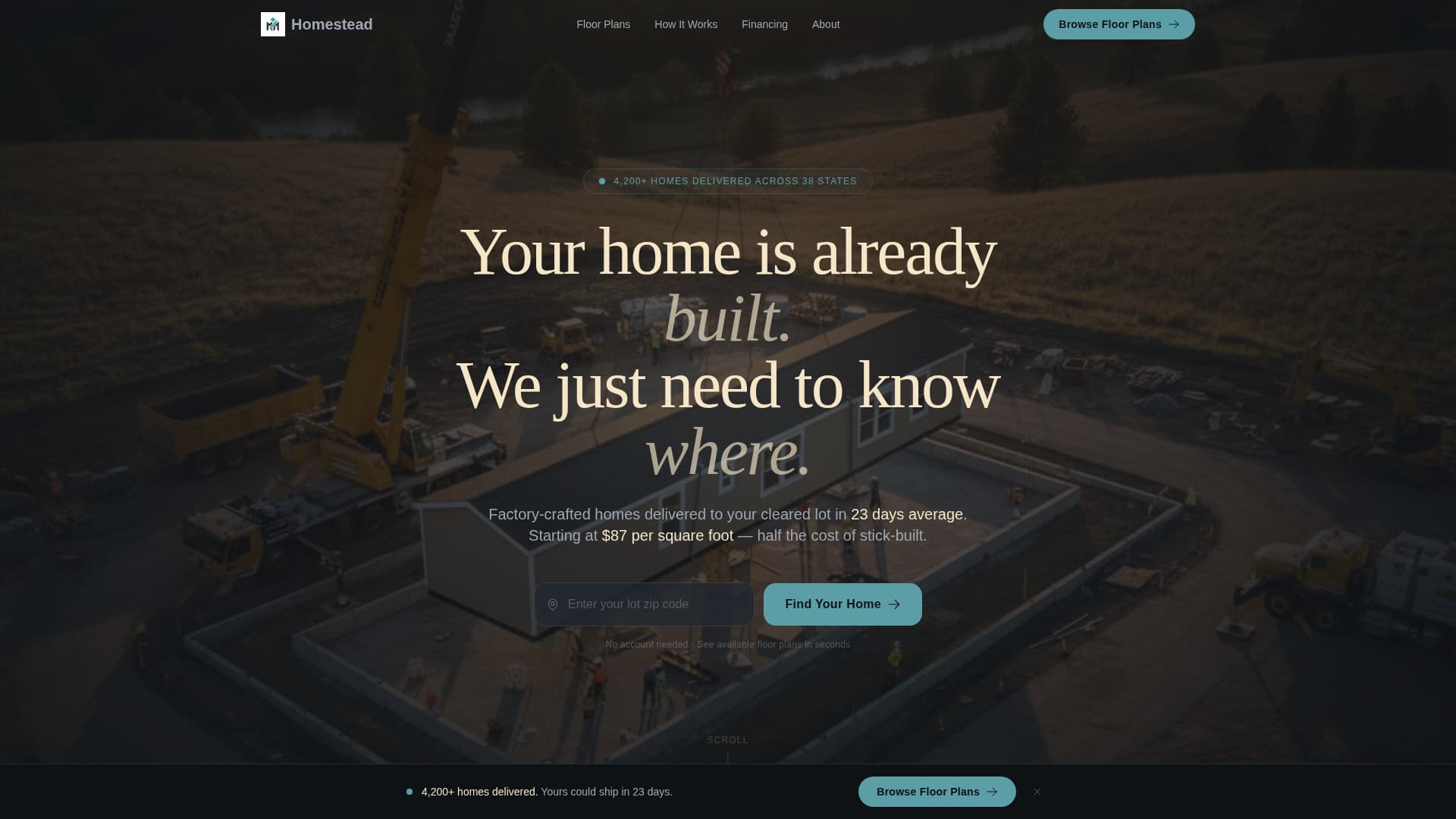 Homestead - Turnkey Manufacturedhome Landing Page Template