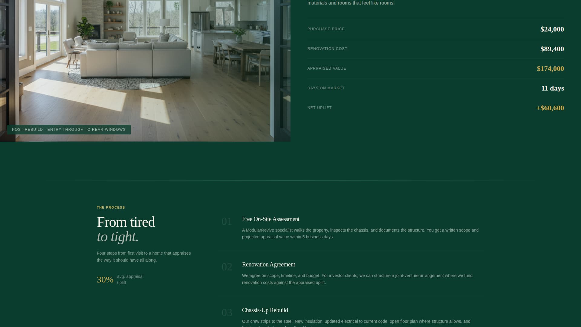 Modularrevive - Precision Renovation Landing Page Template