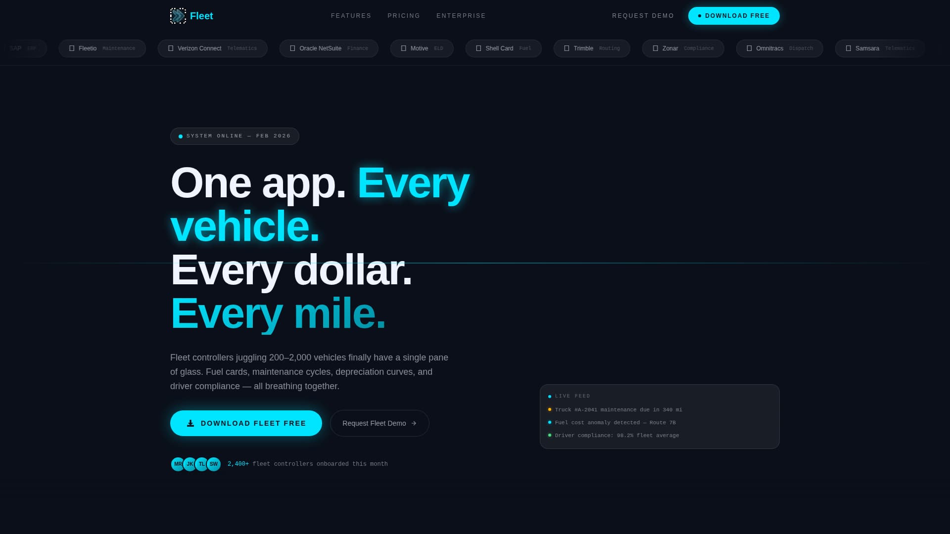 Navigate — Fleet Operations Landing Page Template