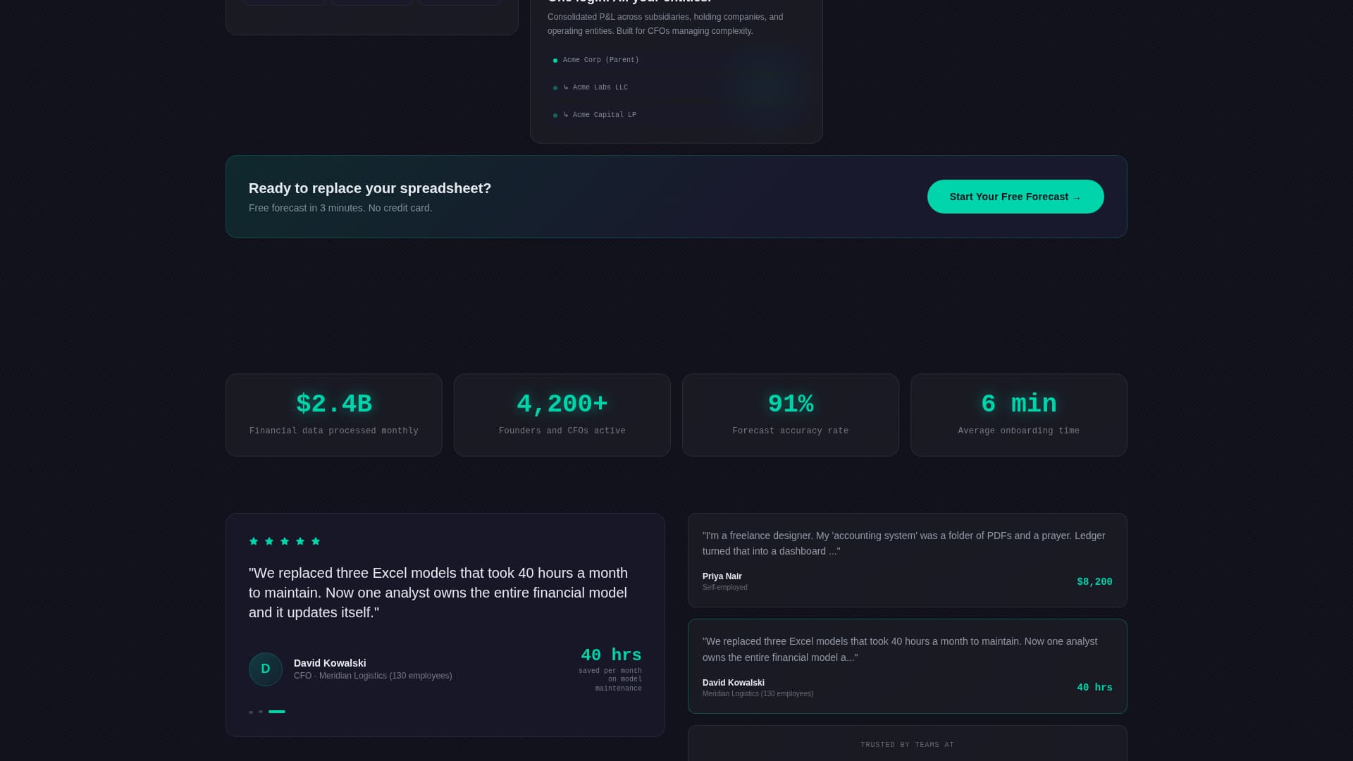 Ledger - Crystalline Fintech Landing Page Template