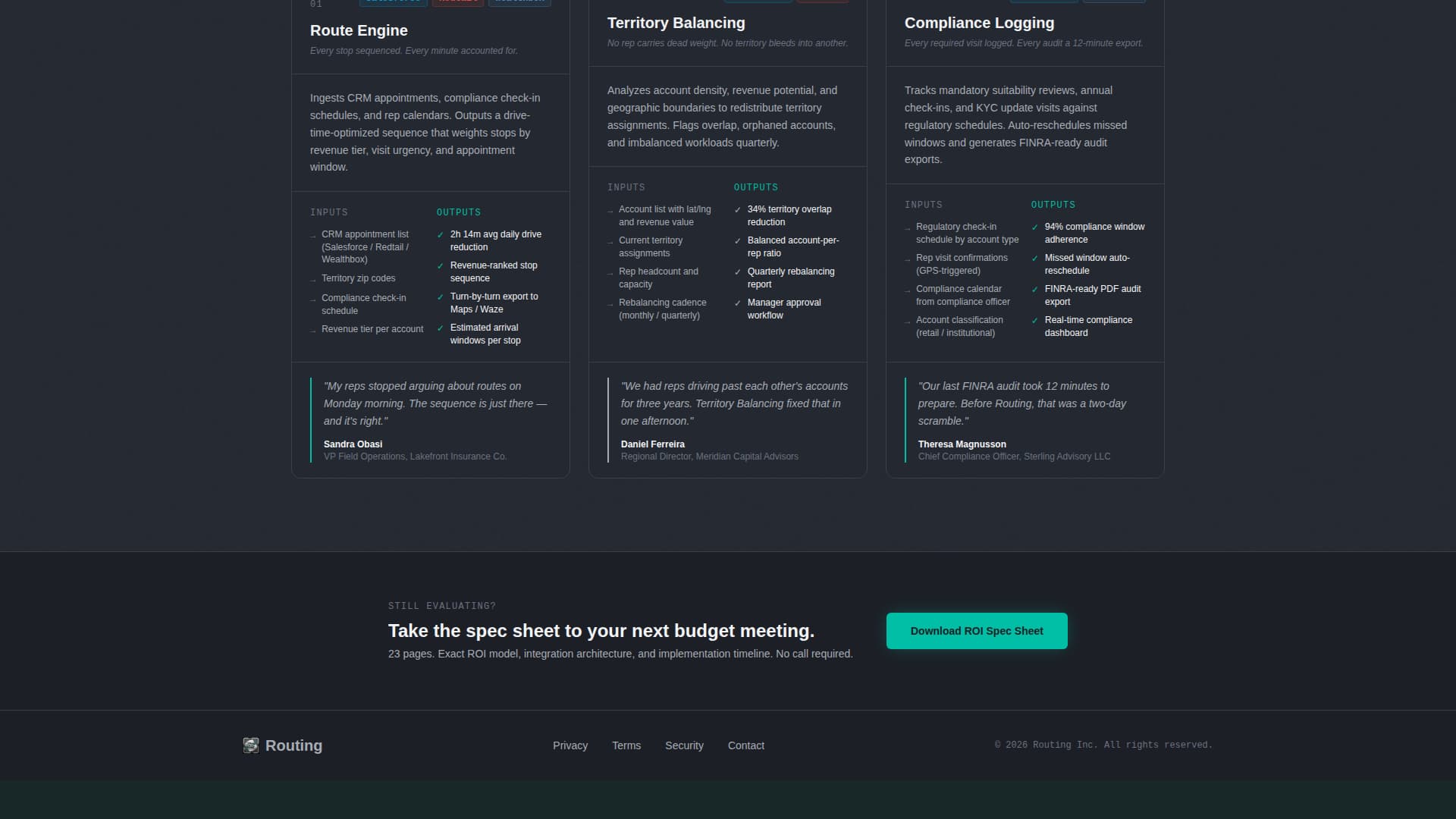 Routing - Precision Field Rep Landing Page Template