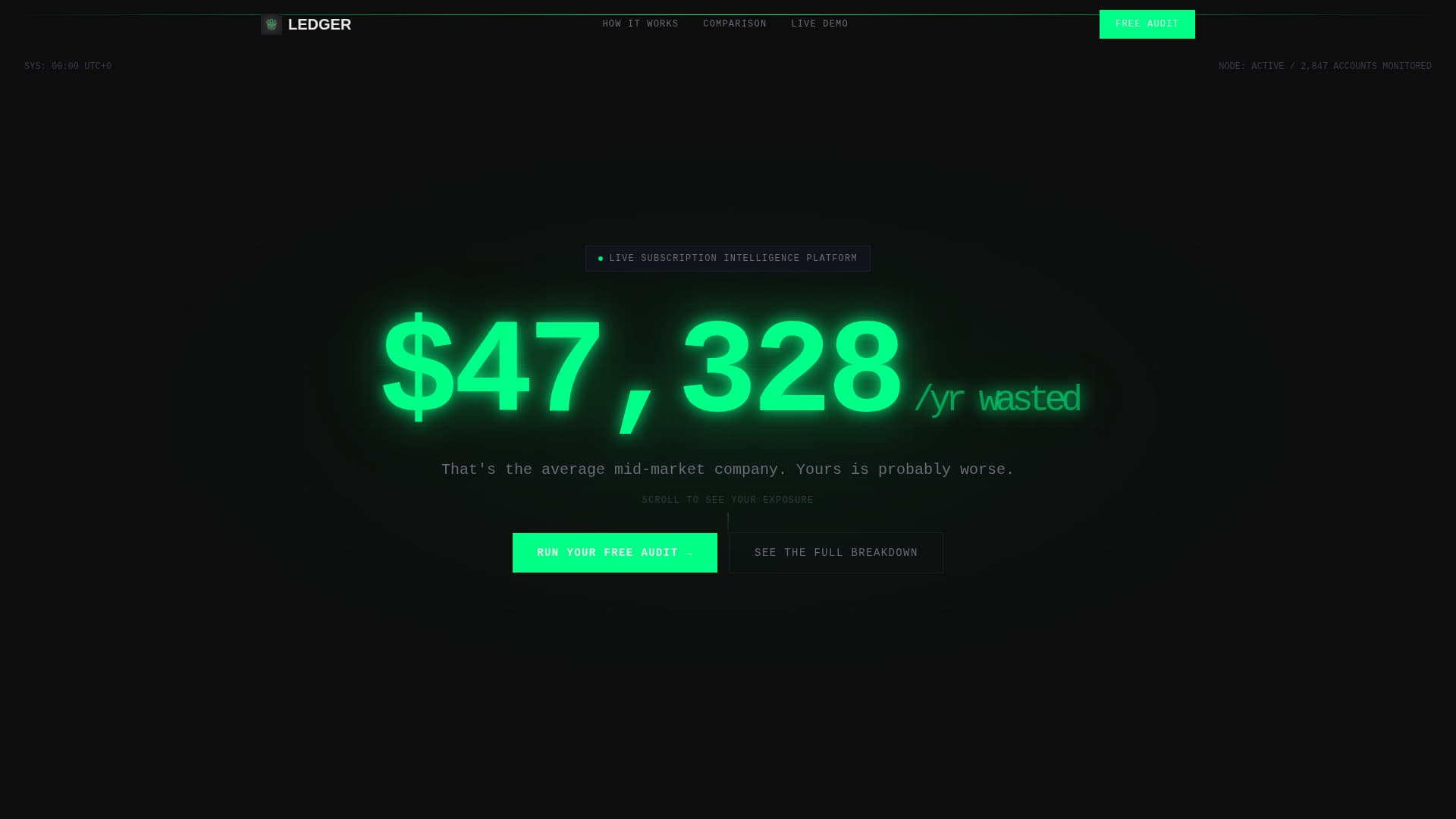 Ledger - Ruthless Subscription Landing Page Template
