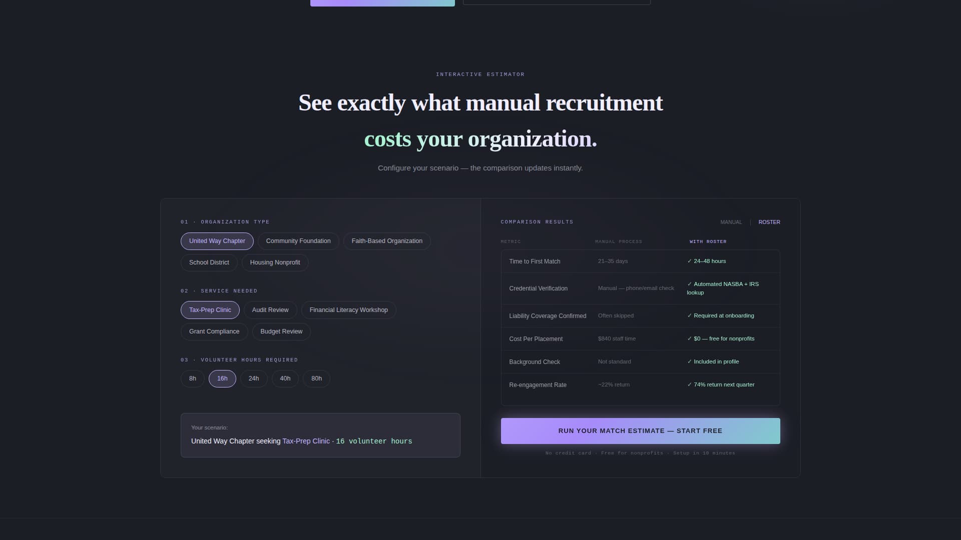 Roster - Intelligent Volunteer Landing Page Template