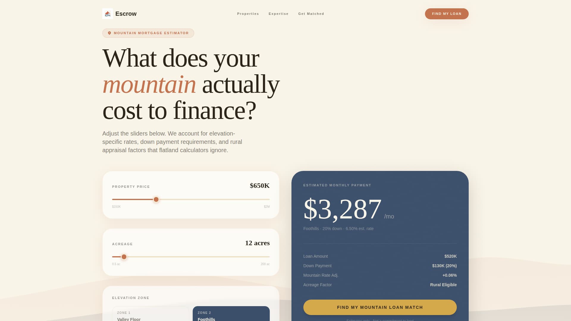 Escrow - Trusted Mountainproperty Landing Page Template