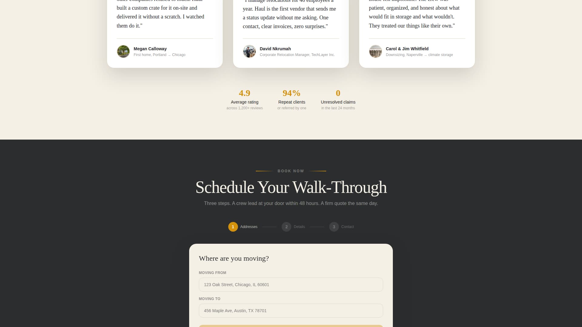 Haul - Seamless Moving Landing Page Template