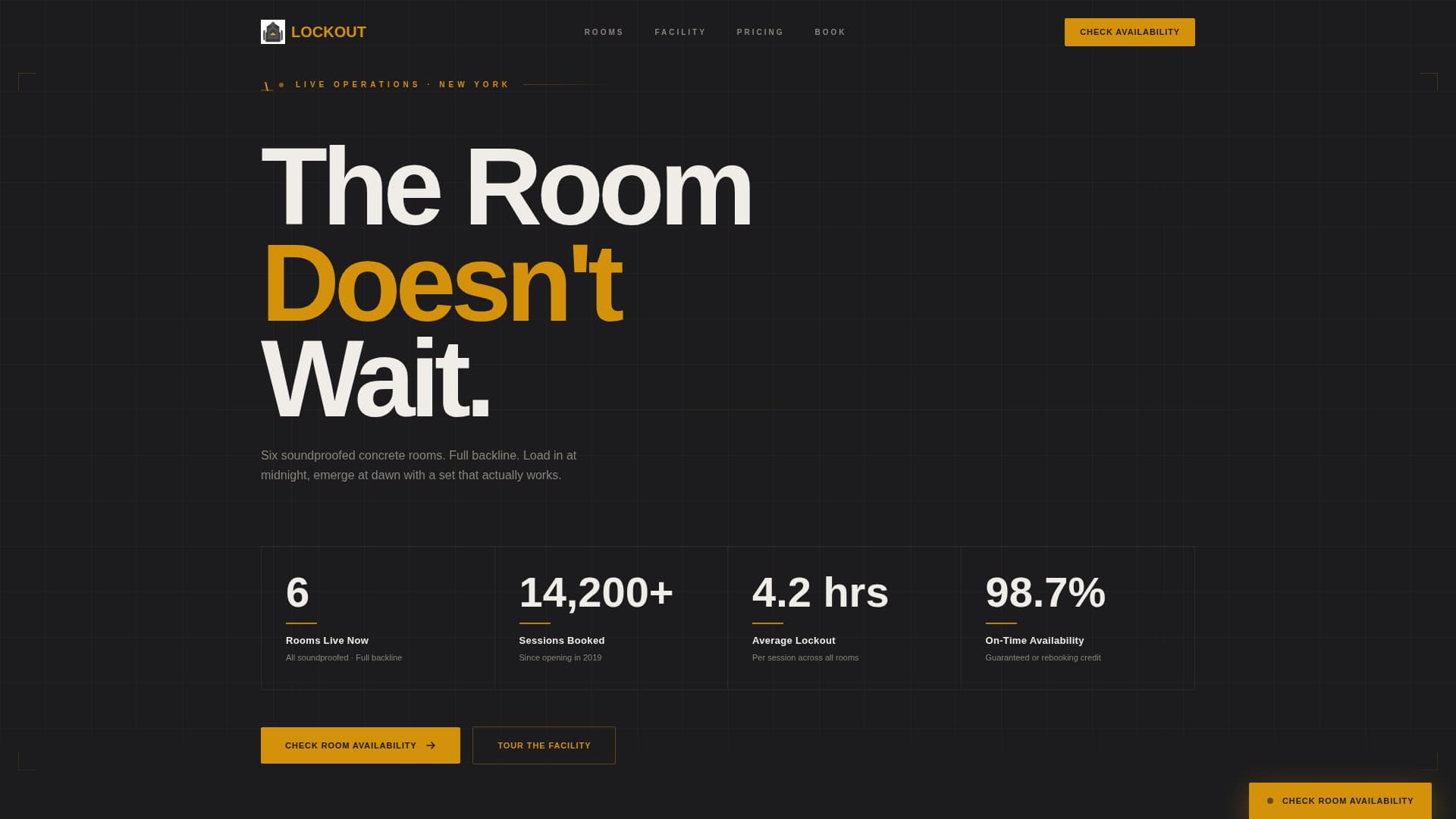 Lockout - Professional Rehearsalspace Landing Page Template