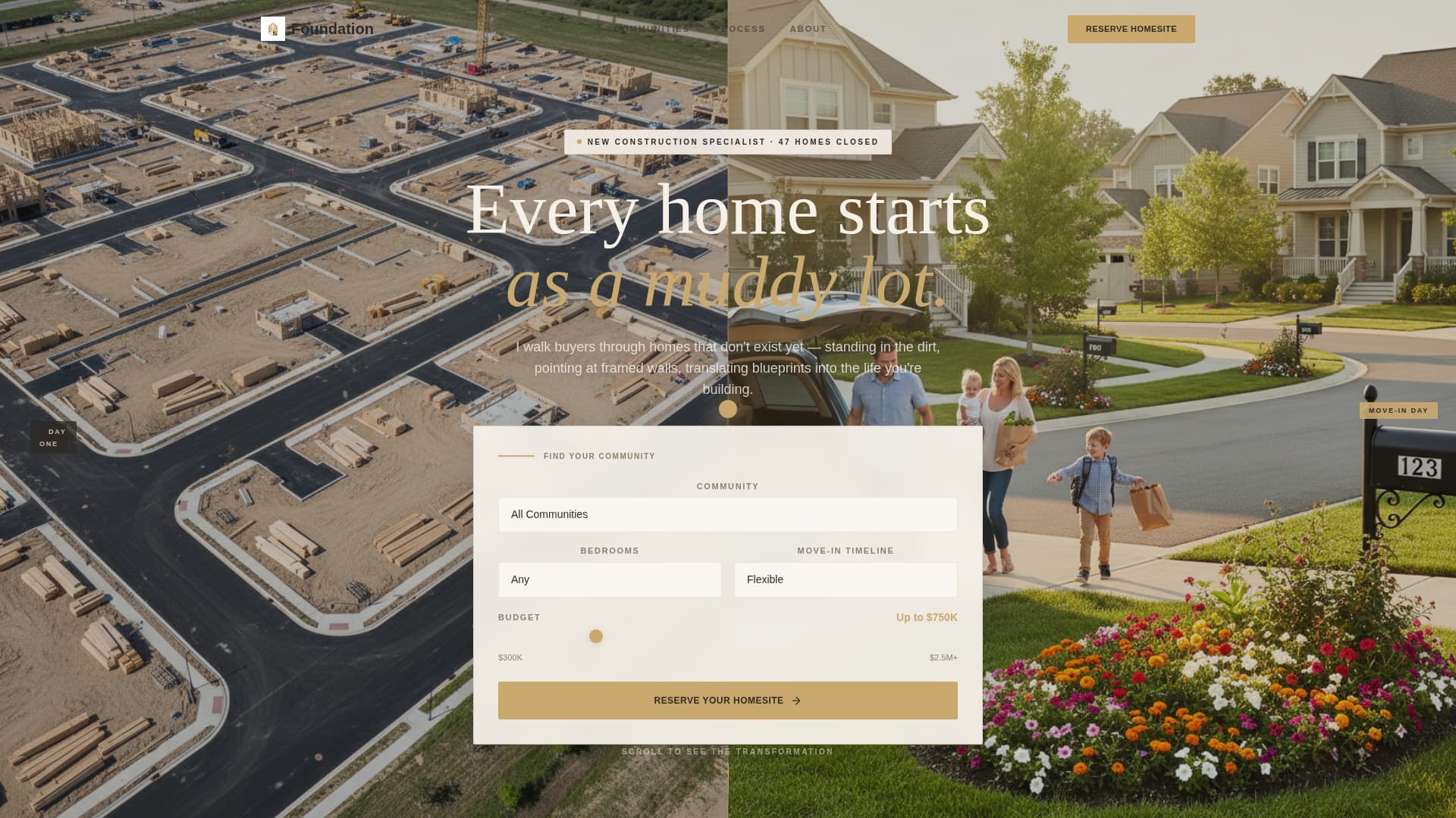 Foundation - Visionary New Construction Landing Page Template