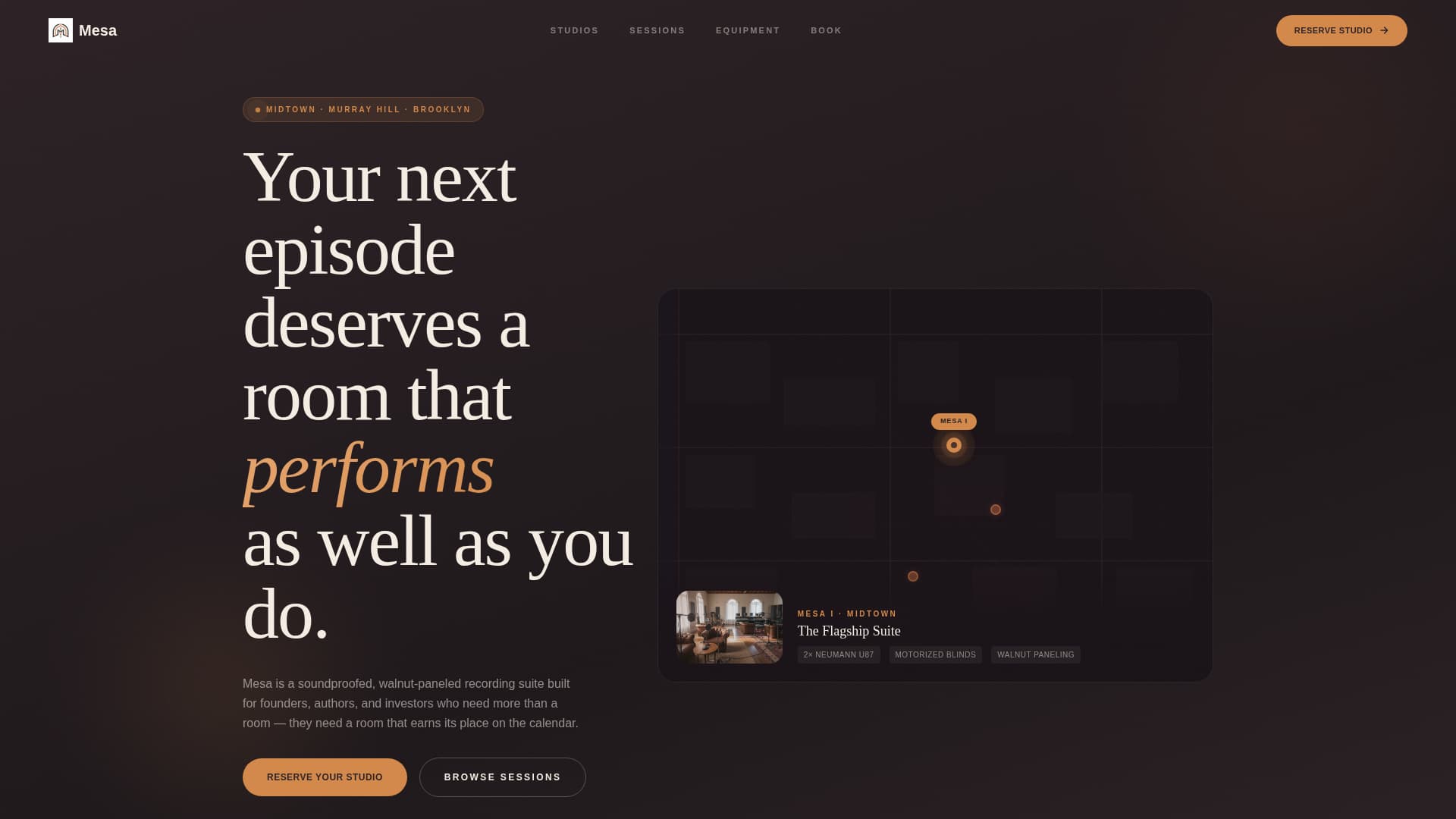 Mesa - Executive Podcaststudio Landing Page Template