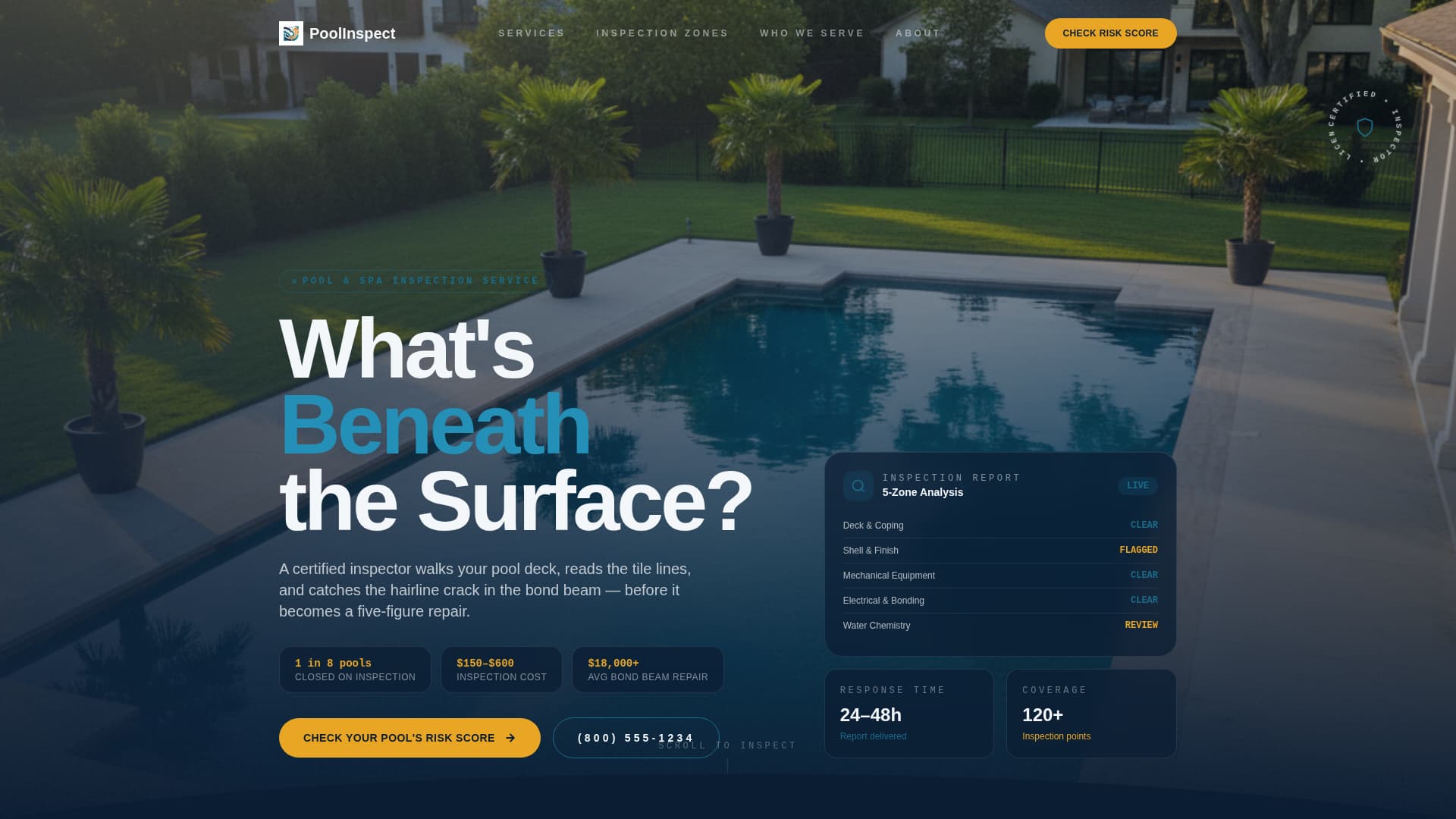 Poolinspect - Precision Aquatic Landing Page Template