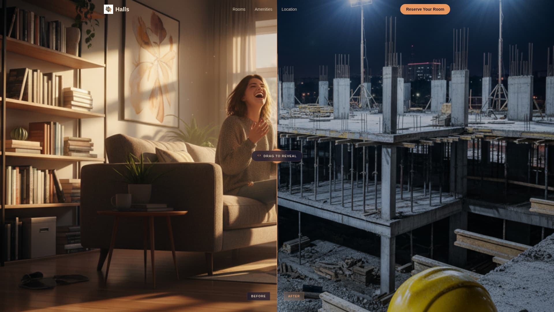 Halls - Immersive Studentaccommodation Landing Page Template