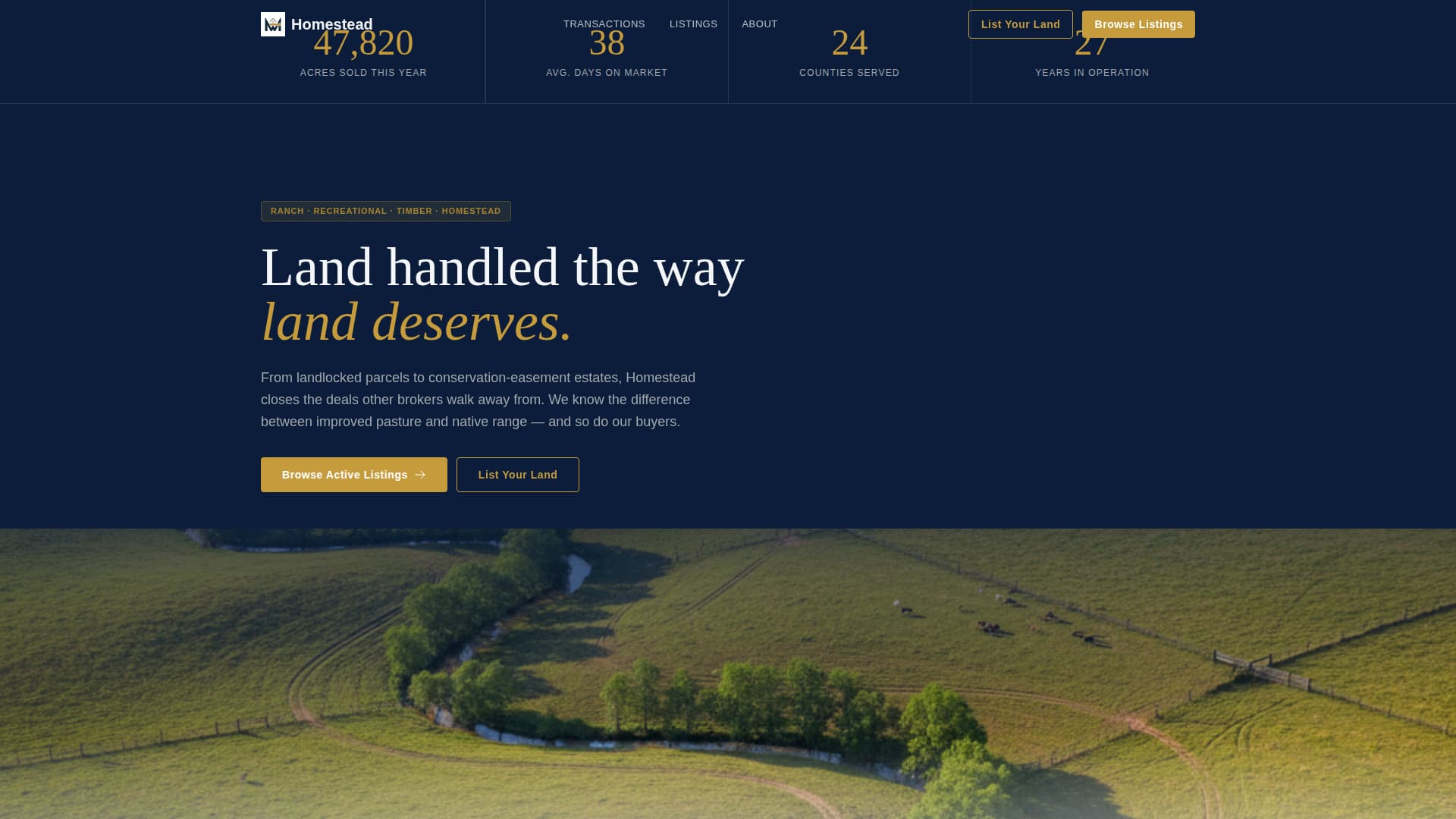Homestead - Trusted Ranch Landing Page Template