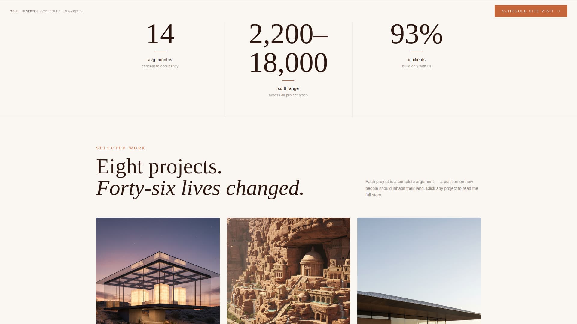 Mesa - Sculptural Architecture Landing Page Template