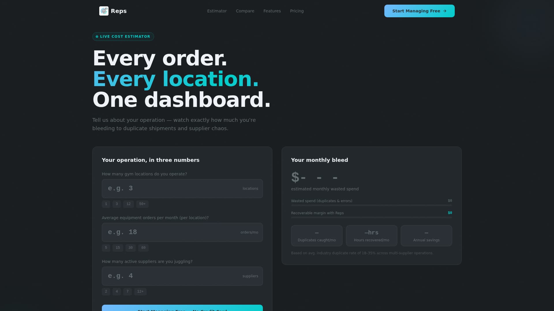 Fitness & Gym Software Advanced Cost Calculator Website Template