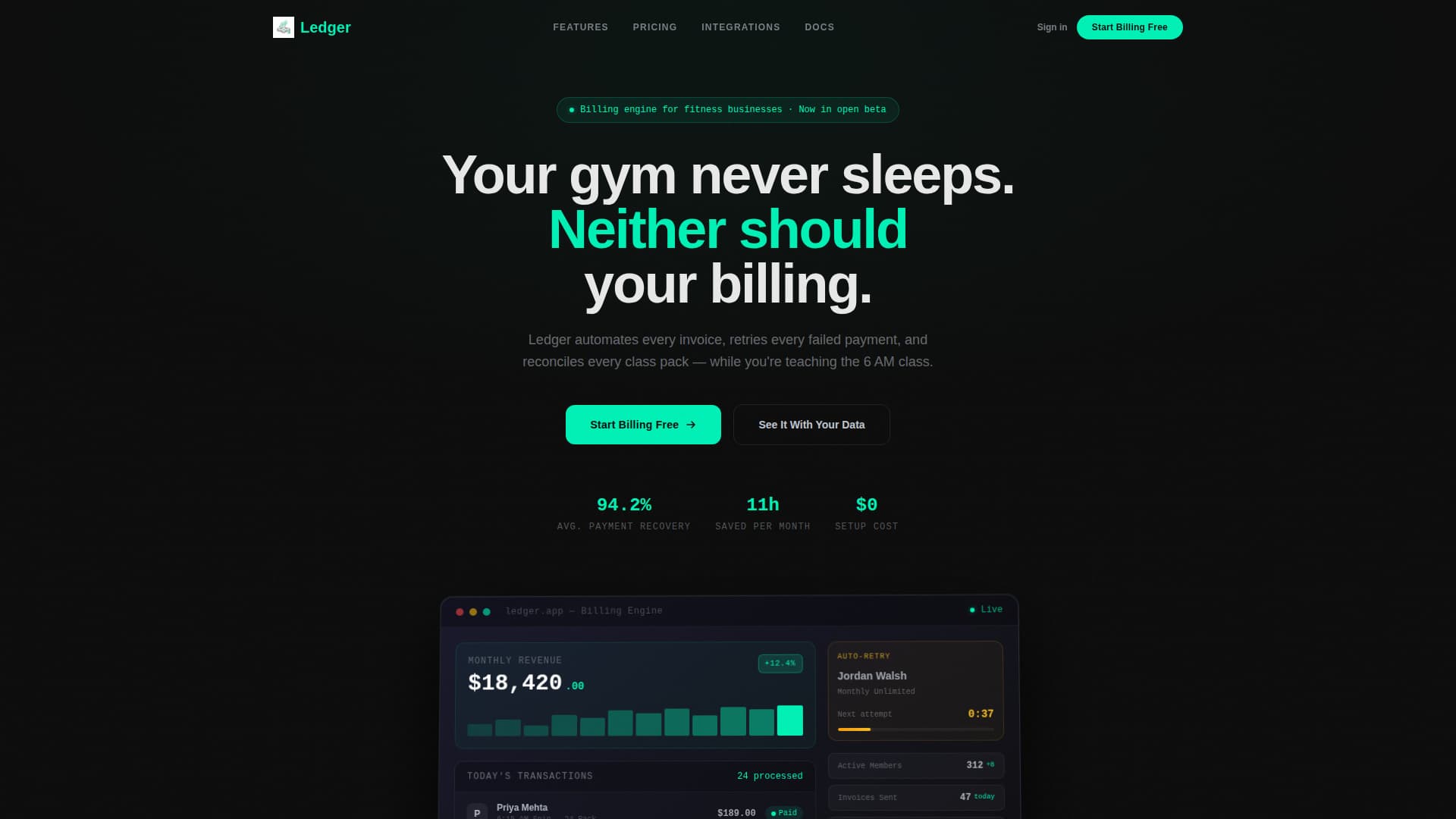 Ledger - Powerful Fitness Landing Page Template