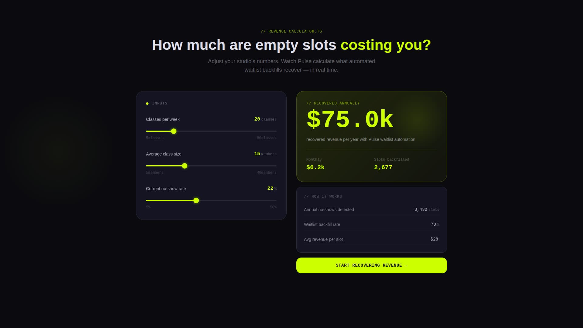 Pulse - Powerful Fitnessbooking Landing Page Template