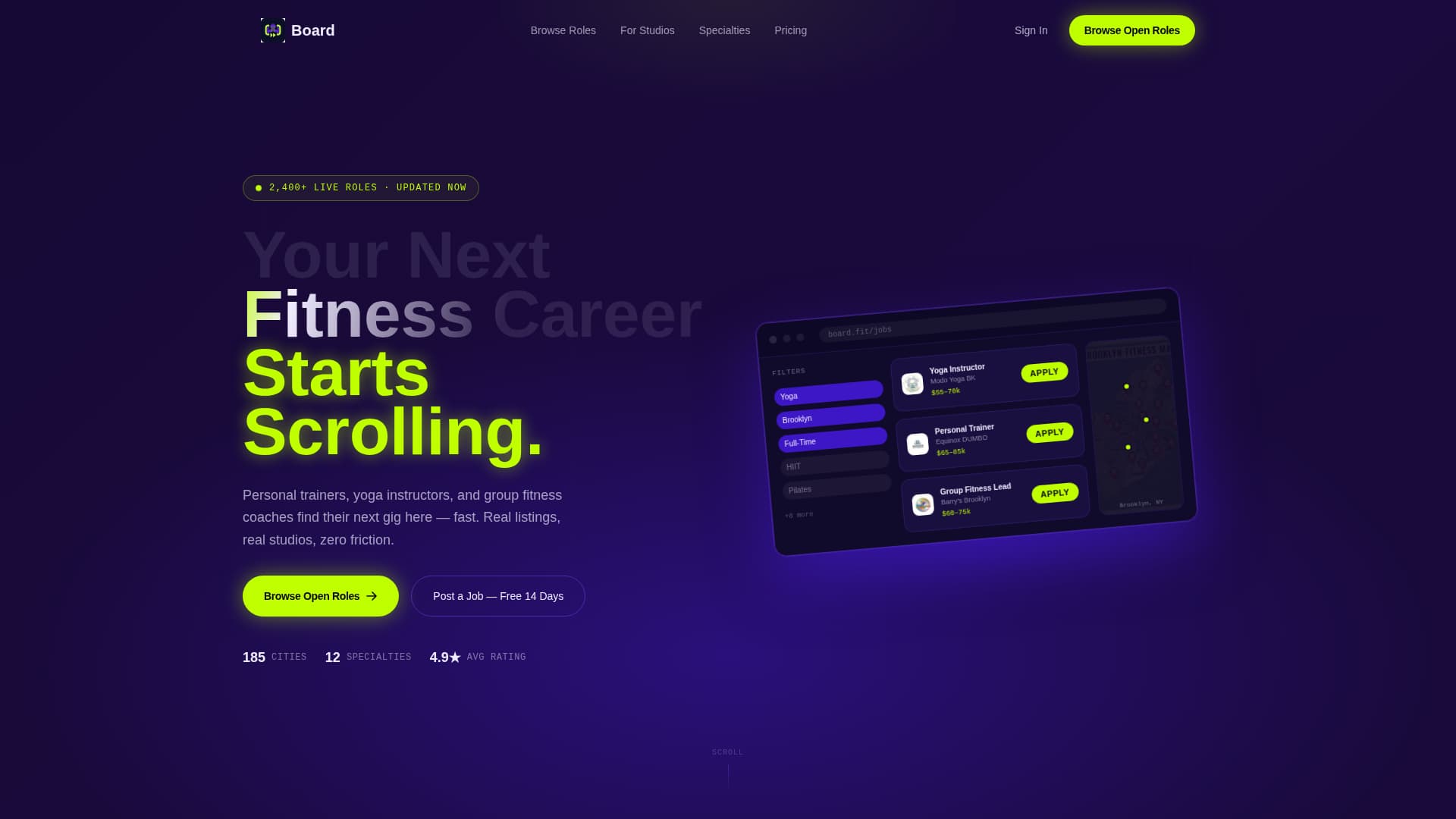 Board - Electric Fitness Landing Page Template