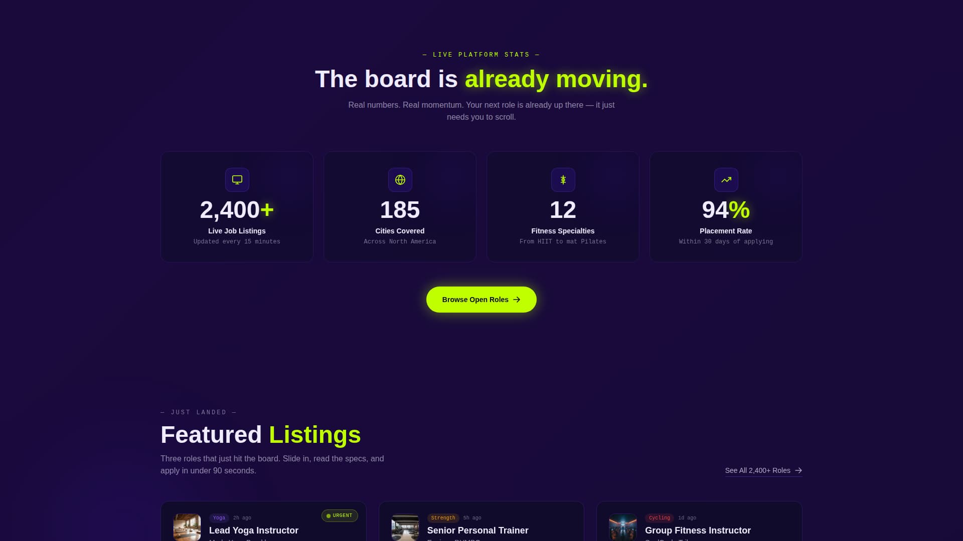 Board - Electric Fitness Landing Page Template