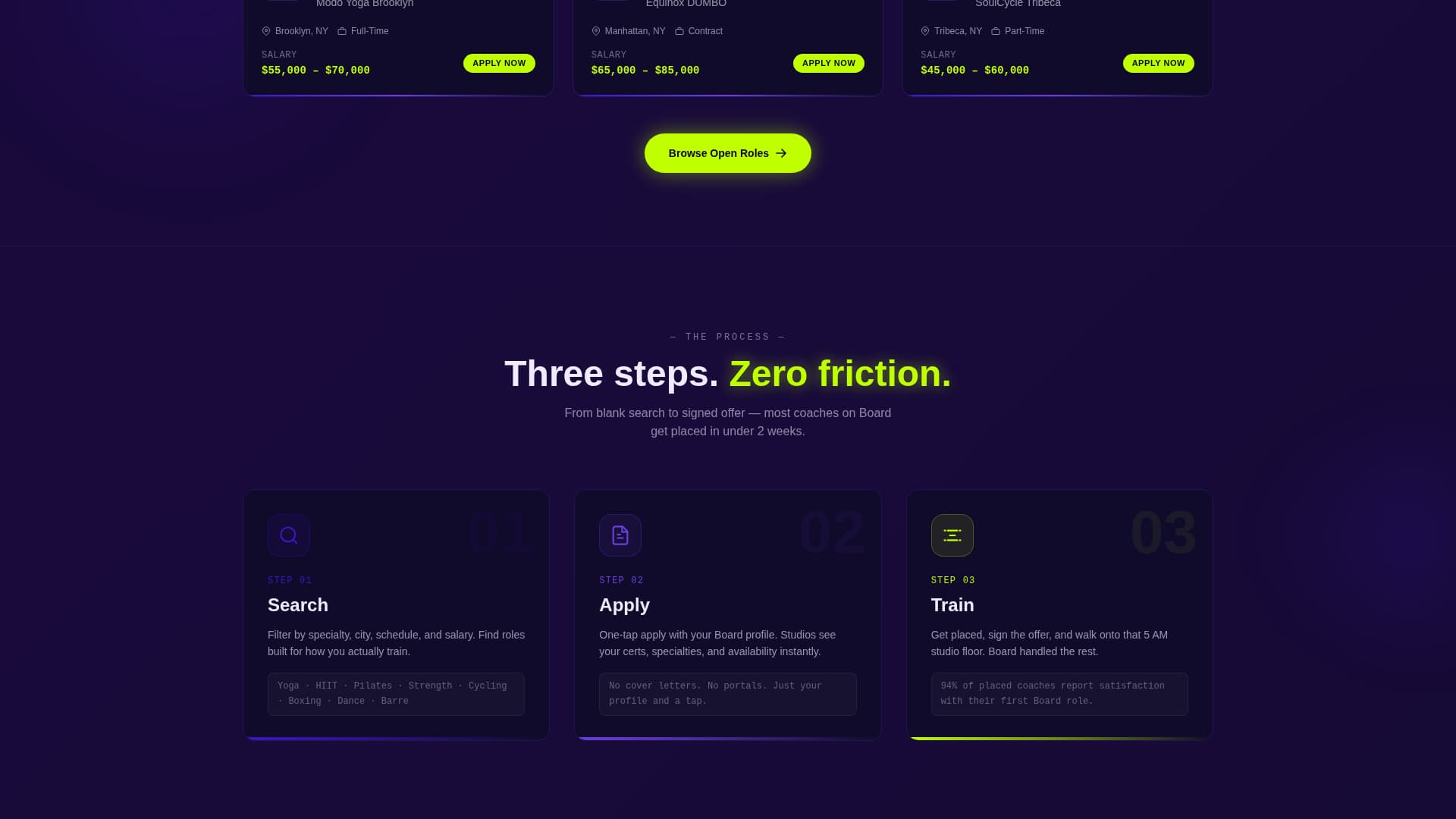Board - Electric Fitness Landing Page Template