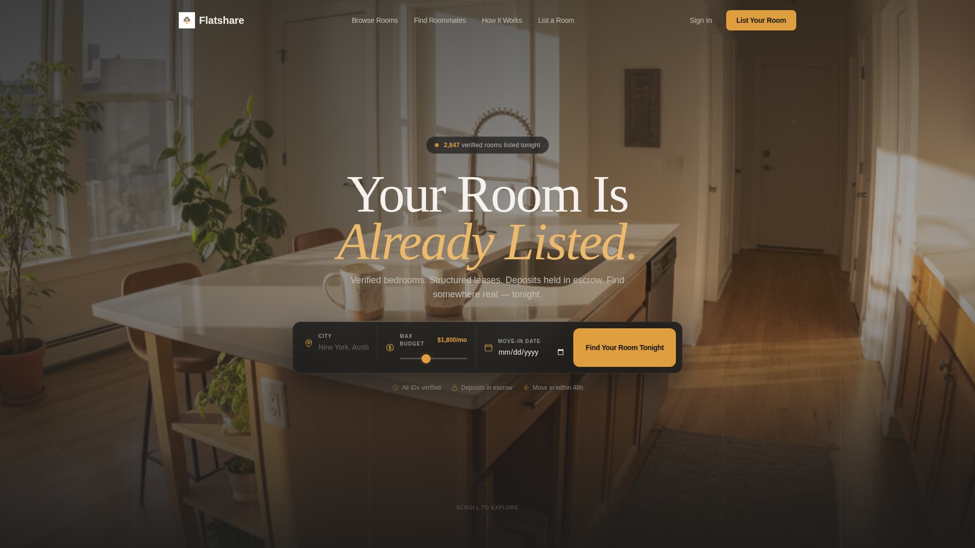 Flatshare - Trusted Roommate Landing Page Template