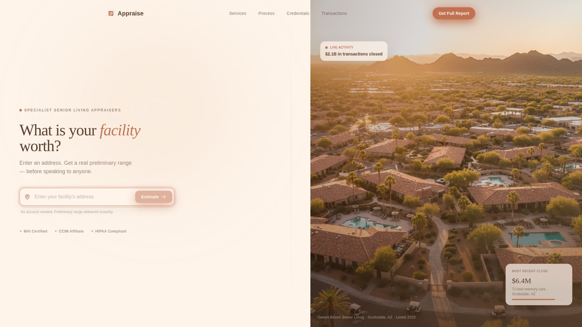 Appraise - Precise Seniorliving Landing Page Template