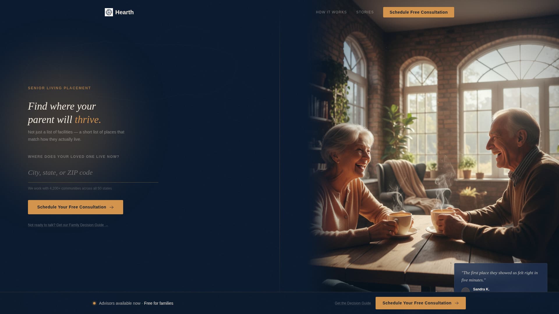 Hearth - Trusted Seniorliving Landing Page Template