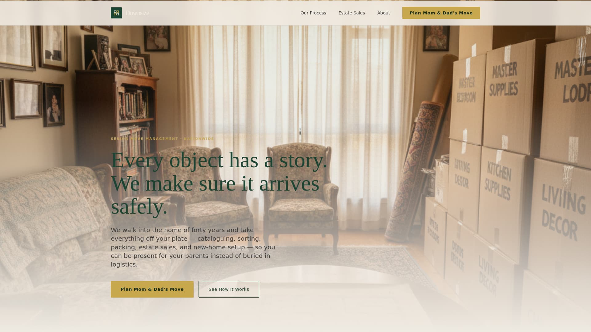 Downsize - Compassionate Seniormove Landing Page Template