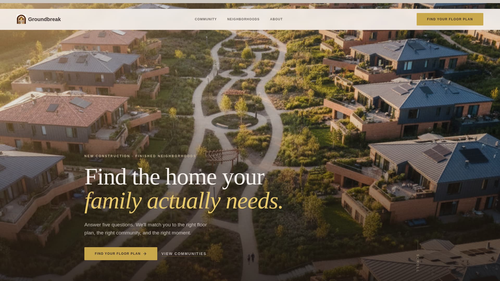 Groundbreak - Immersive Homebuilder Landing Page Template