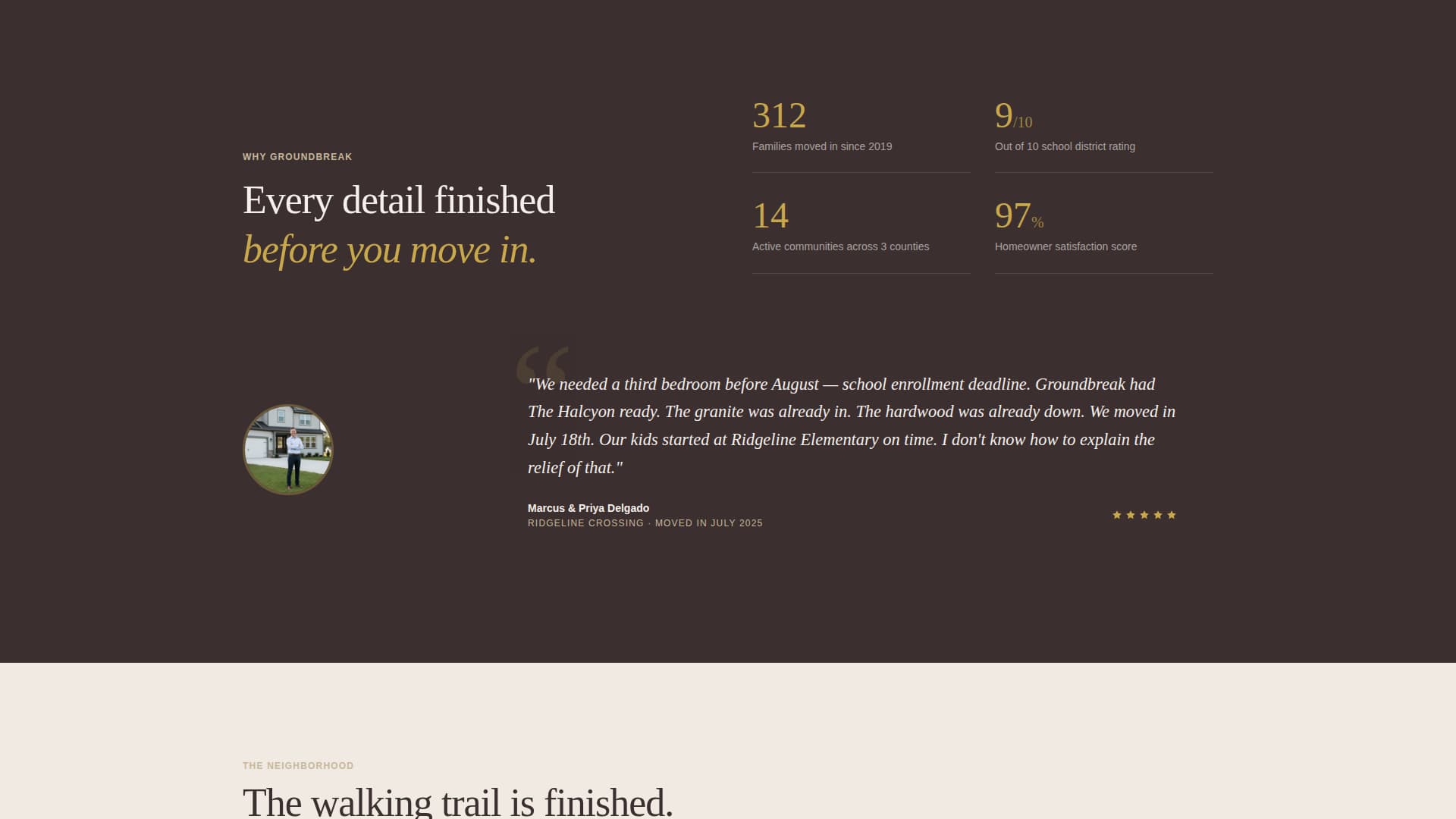 Groundbreak - Immersive Homebuilder Landing Page Template