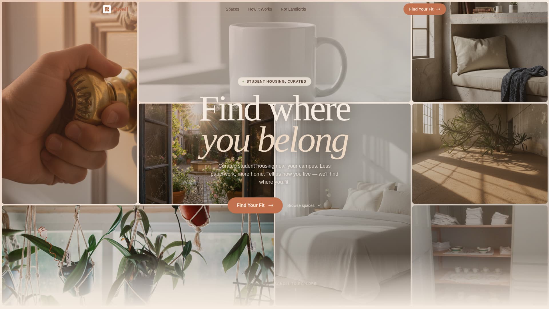 Dwell - Curated Studenthousing Landing Page Template