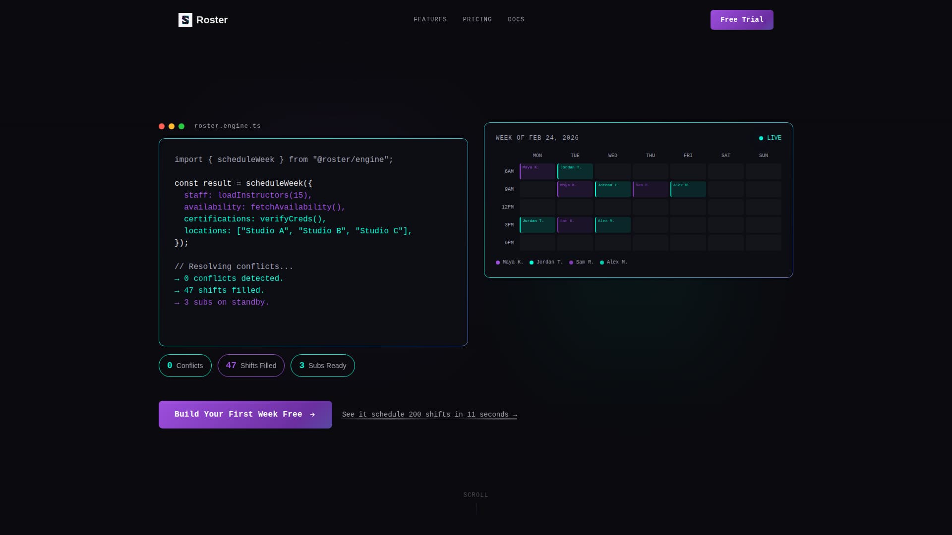 Schedule — Shift Management Landing Page Template