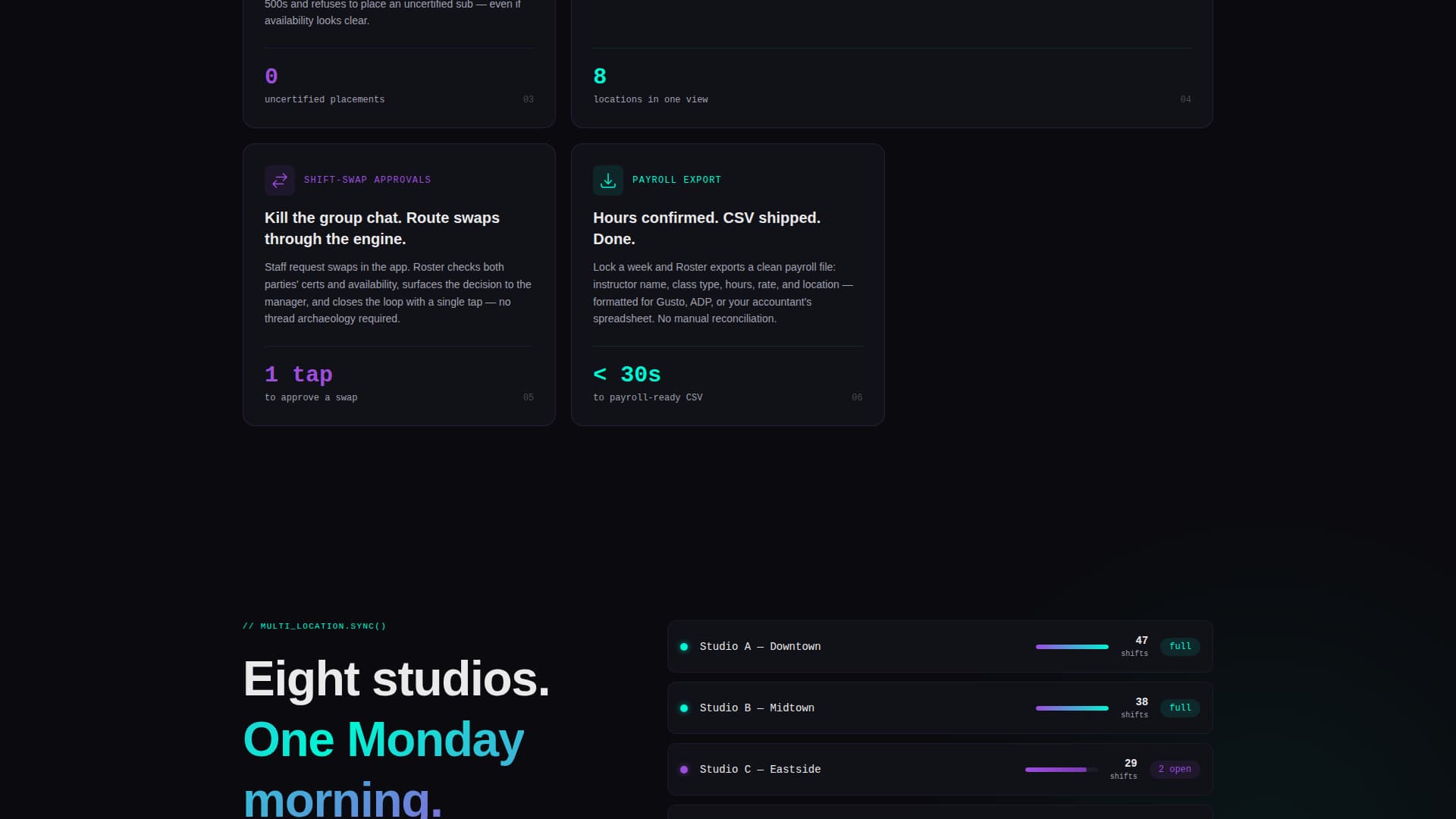 Schedule — Shift Management Landing Page Template